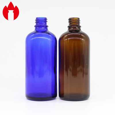 garrafas de óleo essencial de vidro dos tubos de ensaio de 100ml Amber Or Blue Screw Top