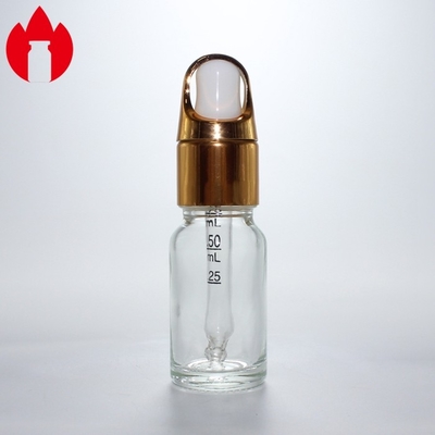 10 ml de frasco de vidro com gotas de óleo essencial cosmético transparente