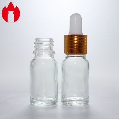 10 ml de frasco de vidro com gotas de óleo essencial cosmético transparente