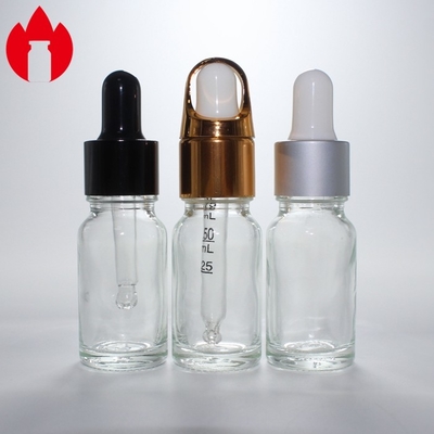 10 ml de frasco de vidro com gotas de óleo essencial cosmético transparente