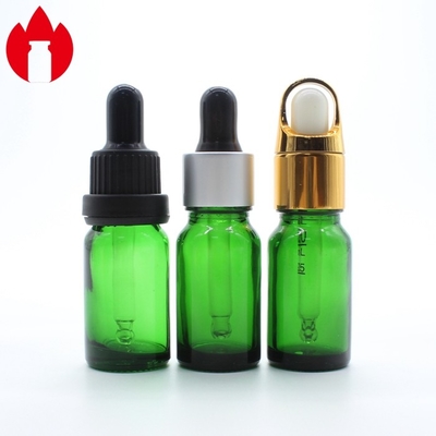 10 ml de frasco de vidro de óleo essencial verde com tampa de gotas de plástico